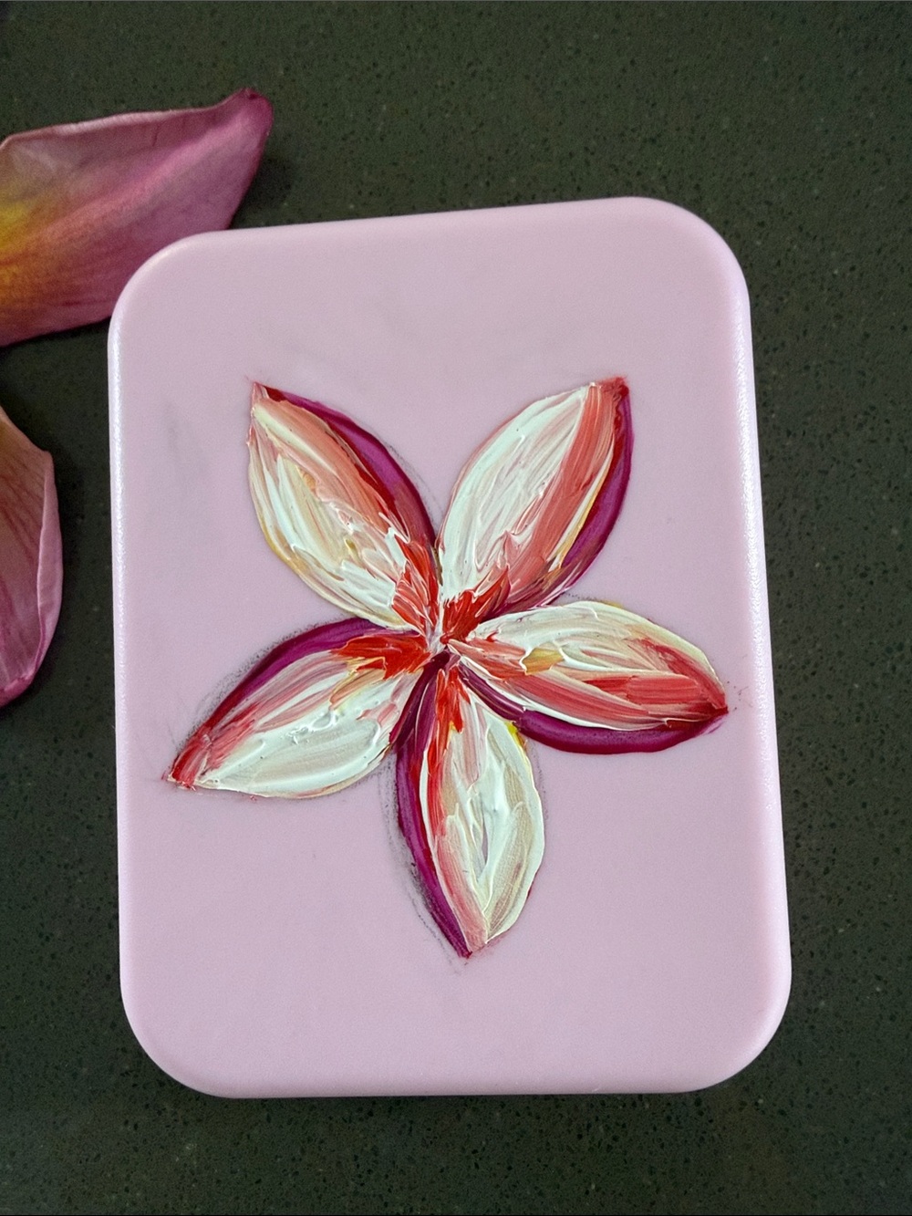 Pink Floral Painted mirror Box